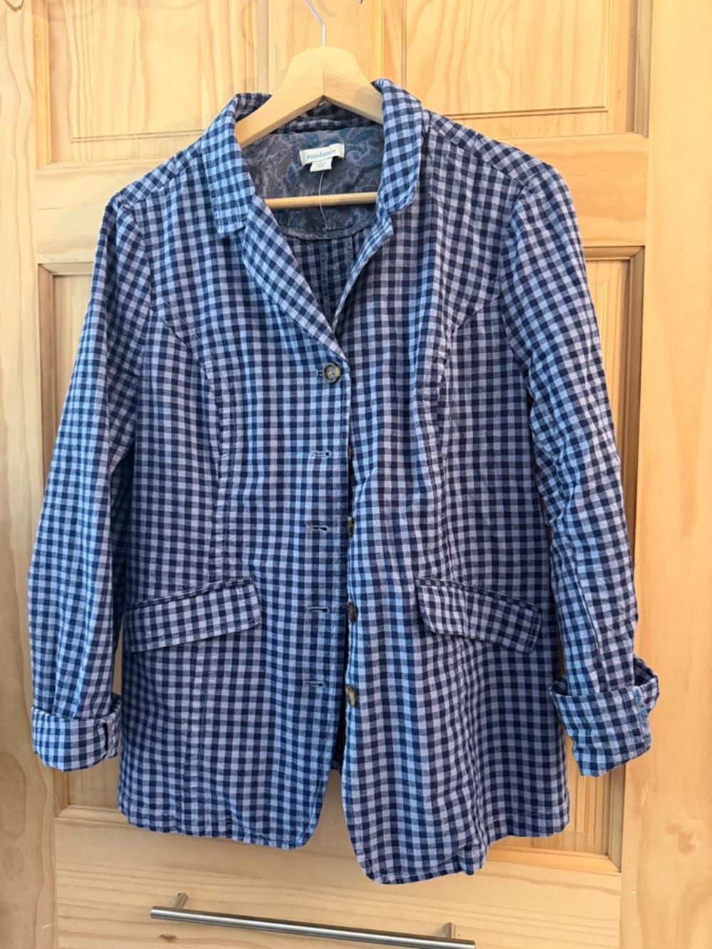 Sundance Blue Gingham Blazer Jacket